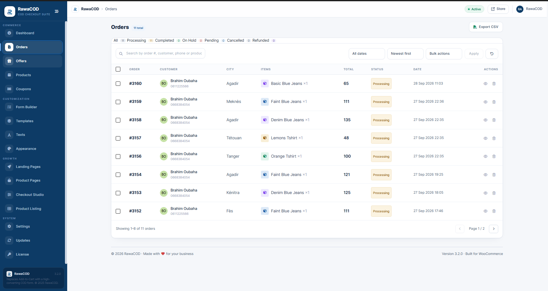 طلبات COD تصل إلى WooCommerce بشكل طبيعي بحالتها ووسيلة دفعها